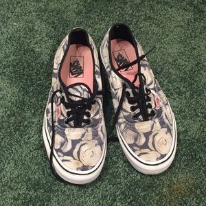 Black and white flower Vans